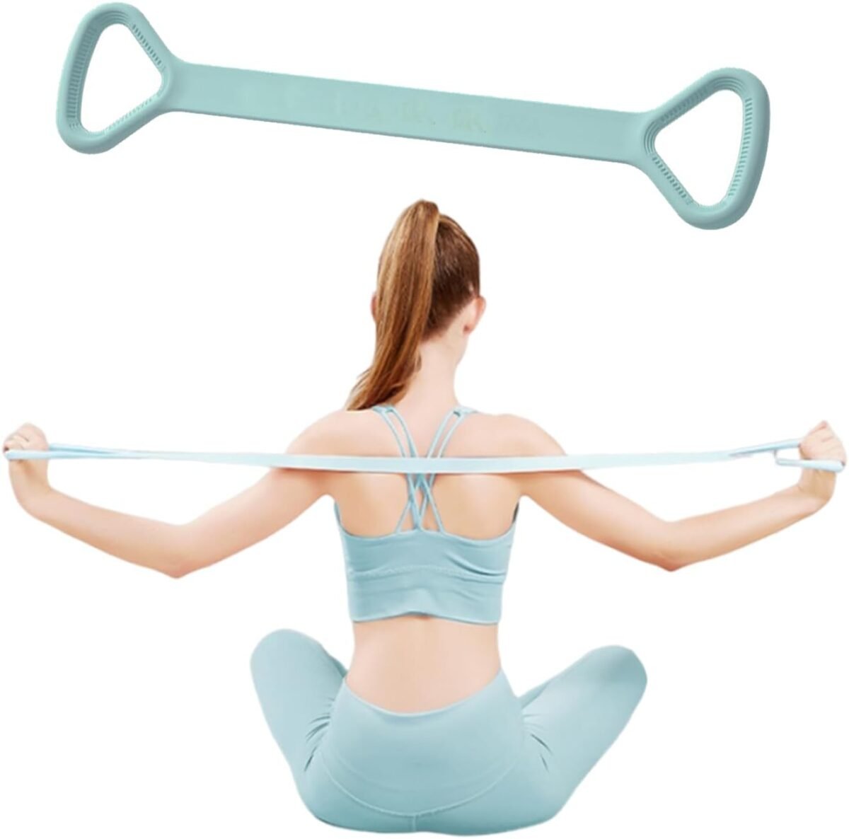 Figure 8 Resistance Band, Arm Back Shoulder Exercise Elastic Rope Stretch Fitness Band, Foot, Leg, Hand Stretcher, Arm Exerciser for Yoga Pilates Stretching Physical Therapy, Home Gym Workout - Image 1