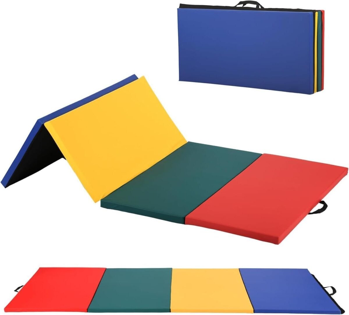 Tumbling Mats Gymnastics Tumbling Mats Foldable Foldable Yoga Mat Thick PU Leather Exercise Mat With Carrying Handles for home Workout outdoor Gymnastics Yoga Pilates - Image 1
