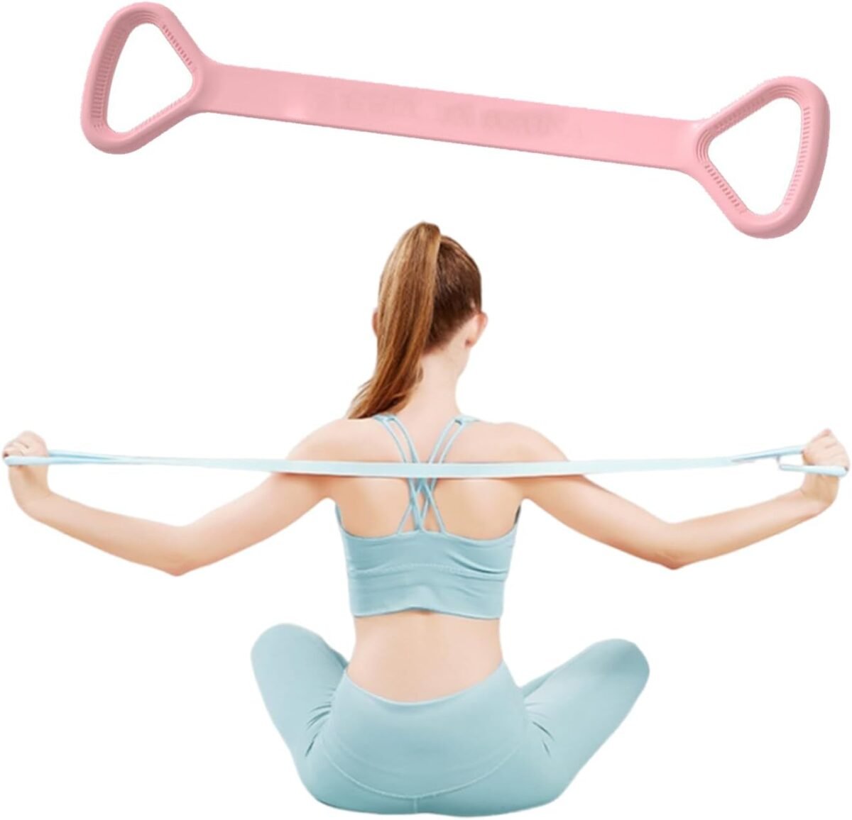 Figure 8 Resistance Band, Arm Back Shoulder Exercise Elastic Rope Stretch Fitness Band, Foot, Leg, Hand Stretcher, Arm Exerciser for Yoga Pilates Stretching Physical Therapy, Home Gym Workout - Image 1