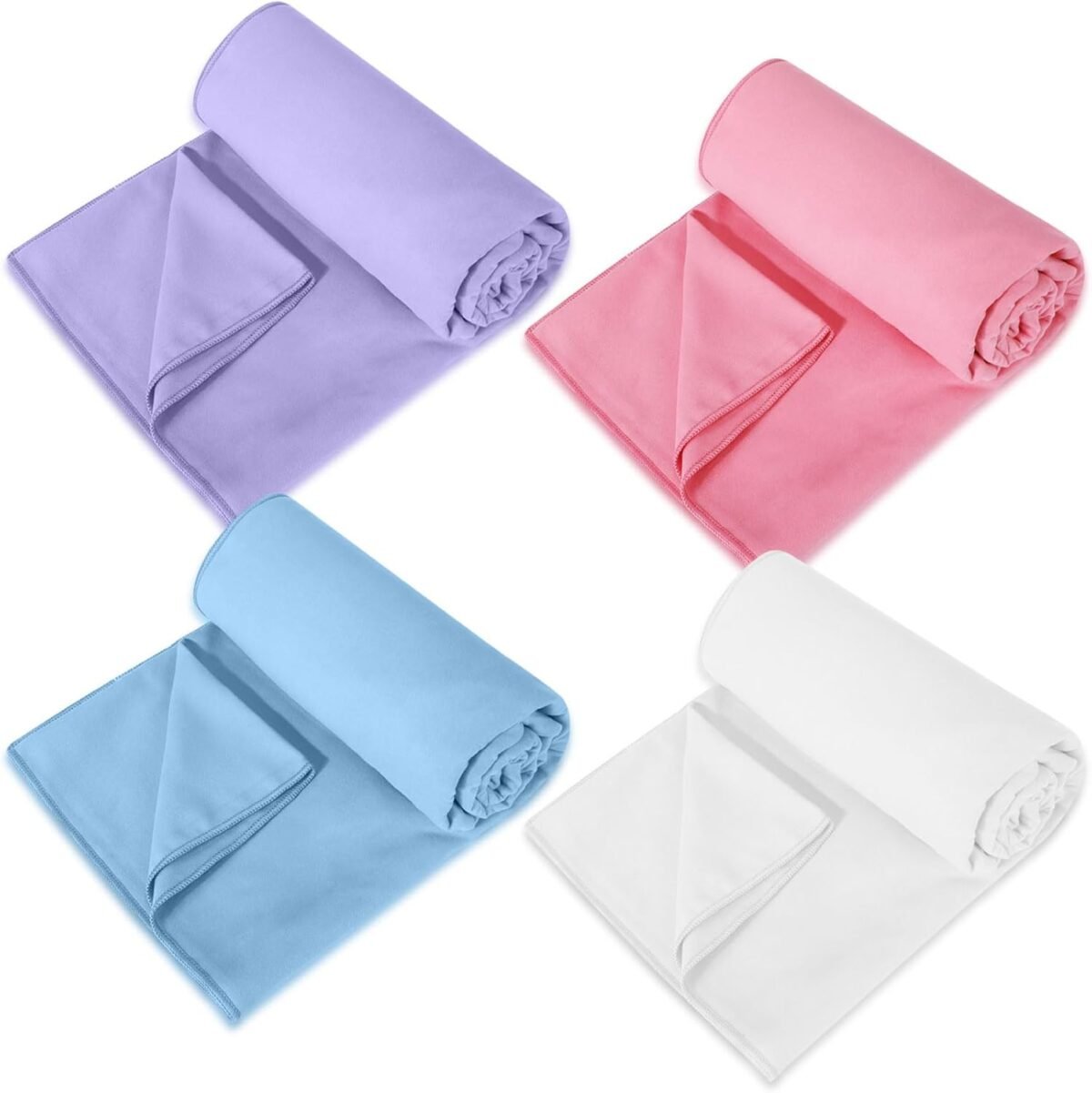 4 Pack 72" x 24" Hot Yoga Towel Non Slip Microfiber Yoga Mat Towel Sweat Absorbent Soft Hot Pilates Mat Towel Yoga Essentials for Hot Yoga Pilates Exercise(Red, Gray, Green, Purple) - Image 1