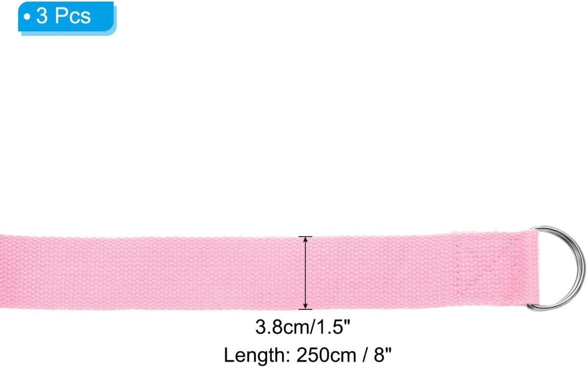 Yoga Strap for Stretching Cotton Yoga Belt with Adjustable Metal D-Ring Buckle Stretch Band for Fitness Pilates - Image 2