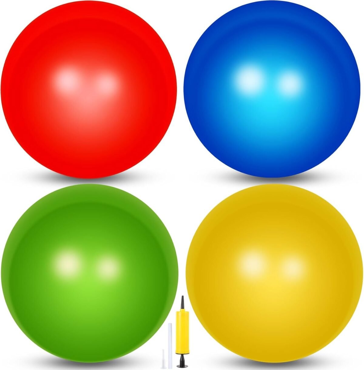 4 Pcs Yoga Exercise Ball Pilates Pregnancy Birthing Fitness Ball with Quick Pump Anti Burst for Improved Posture, Balance, Yoga, Pilates, Training, 4 Colors - Image 1