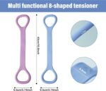 Figure 8 Fitness Resistance Band, Arm Back Shoulder Exercise Elastic Rope Stretch Fitness Band, Foot, Leg, Hand Stretcher, Arm Exerciser for Yoga Pilates Stretching Physical Therapy（Purple and Blue - Image 2