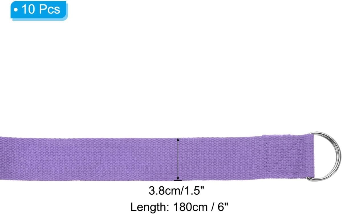 Yoga Strap for Stretching, Cotton Yoga Belt with Adjustable Metal D-Ring Buckle Stretch Band for Fitness Pilates - Image 2