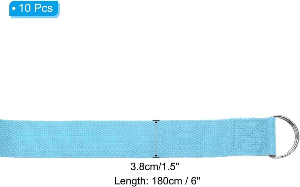 Yoga Strap for Stretching, Cotton Yoga Belt with Adjustable Metal D-Ring Buckle Stretch Band for Fitness Pilates - Image 2