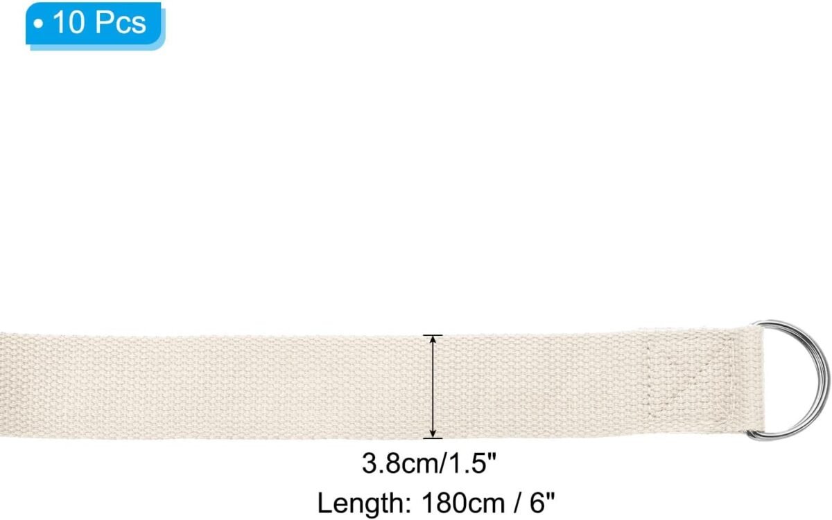Yoga Strap for Stretching, Cotton Yoga Belt with Adjustable Metal D-Ring Buckle Stretch Band for Fitness Pilates - Image 2
