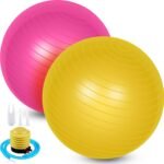 2 Pcs Yoga Ball Exercise Ball Large 26 Inch Exercise Anti Burst Birthing Fitness Ball with Pump, 26 Inches/ 65 cm for Improved Posture, Balance, Yoga, Pilates, Training