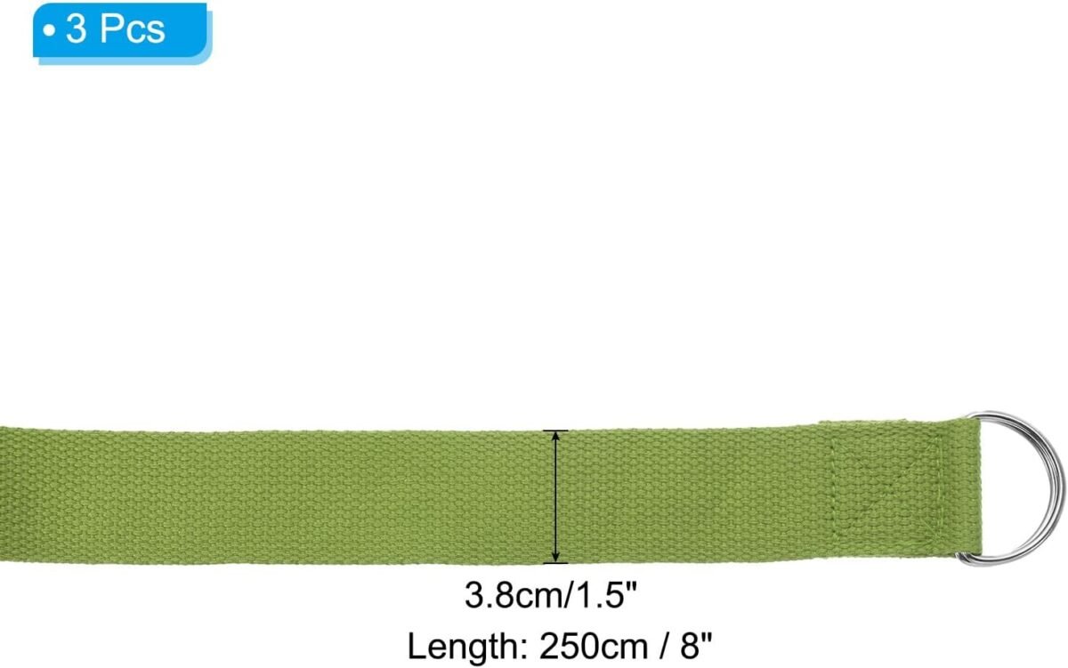 Yoga Strap for Stretching Cotton Yoga Belt with Adjustable Metal D-Ring Buckle Stretch Band for Fitness Pilates - Image 2