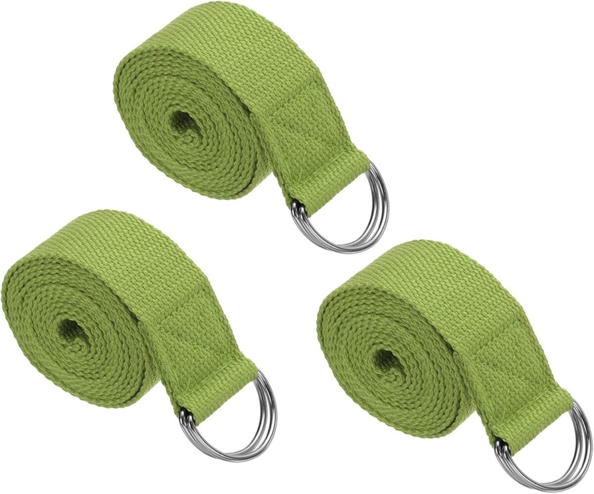Yoga Strap for Stretching Cotton Yoga Belt with Adjustable Metal D-Ring Buckle Stretch Band for Fitness Pilates - Image 1
