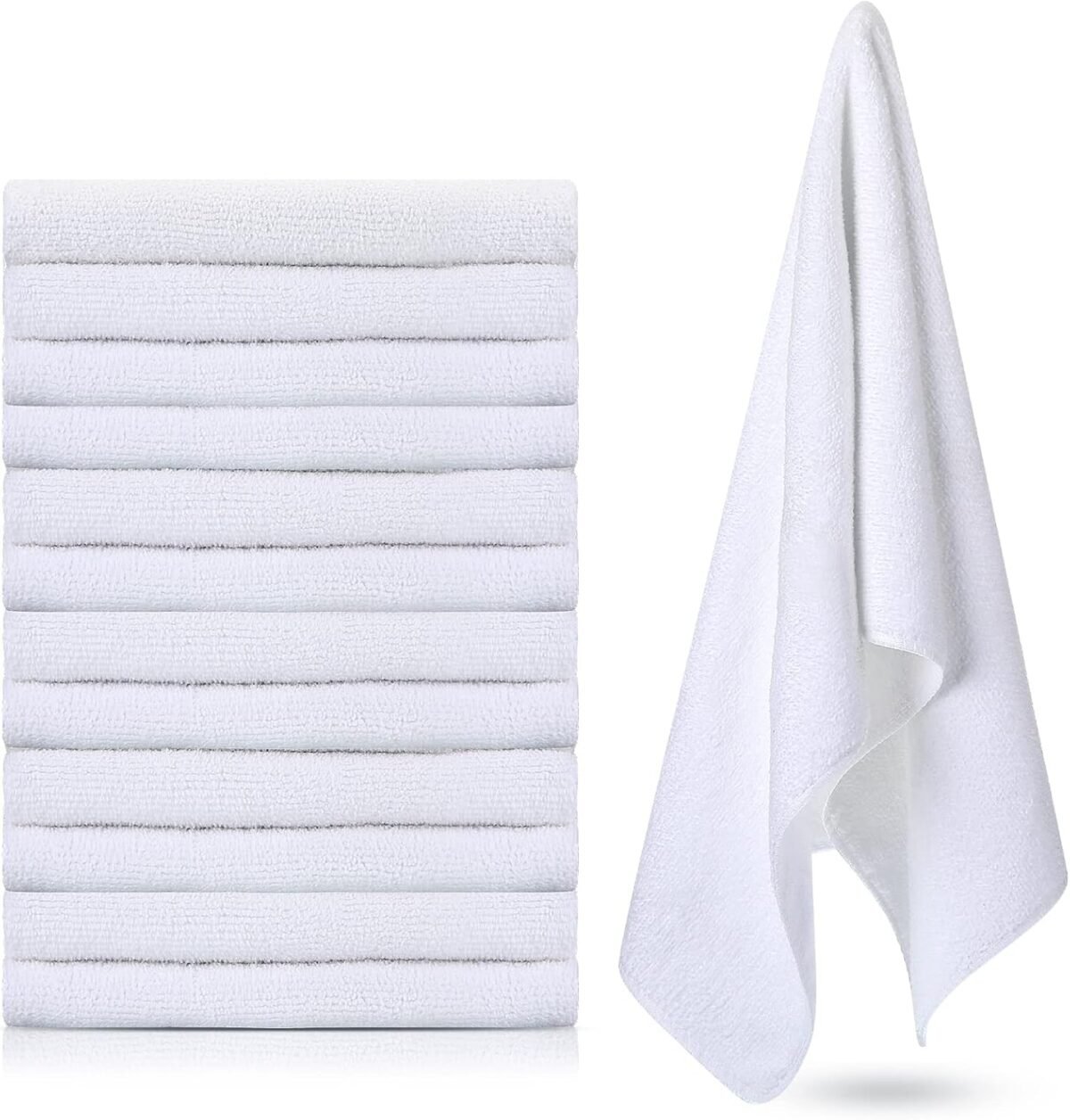 12 Pcs Microfiber Gym Towels, 360 GSM 12 x 30 Inch Gentle and Fast Drying Absorbent Towels for Men Women Yoga Travel Sports(White) - Image 1