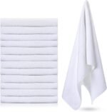 12 Pcs Microfiber Gym Towels, 360 GSM 12 x 30 Inch Gentle and Fast Drying Absorbent Towels for Men Women Yoga Travel Sports(White)