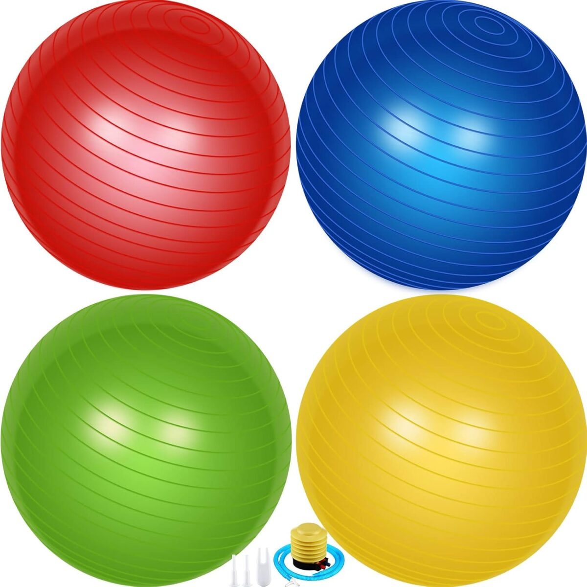 4 Pcs 26 Inch Yoga Exercise Ball Pilates Pregnancy Birthing Fitness Ball with Quick Pump Anti Burst for Improved Posture, Balance, Yoga, Pilates, Training - Image 1