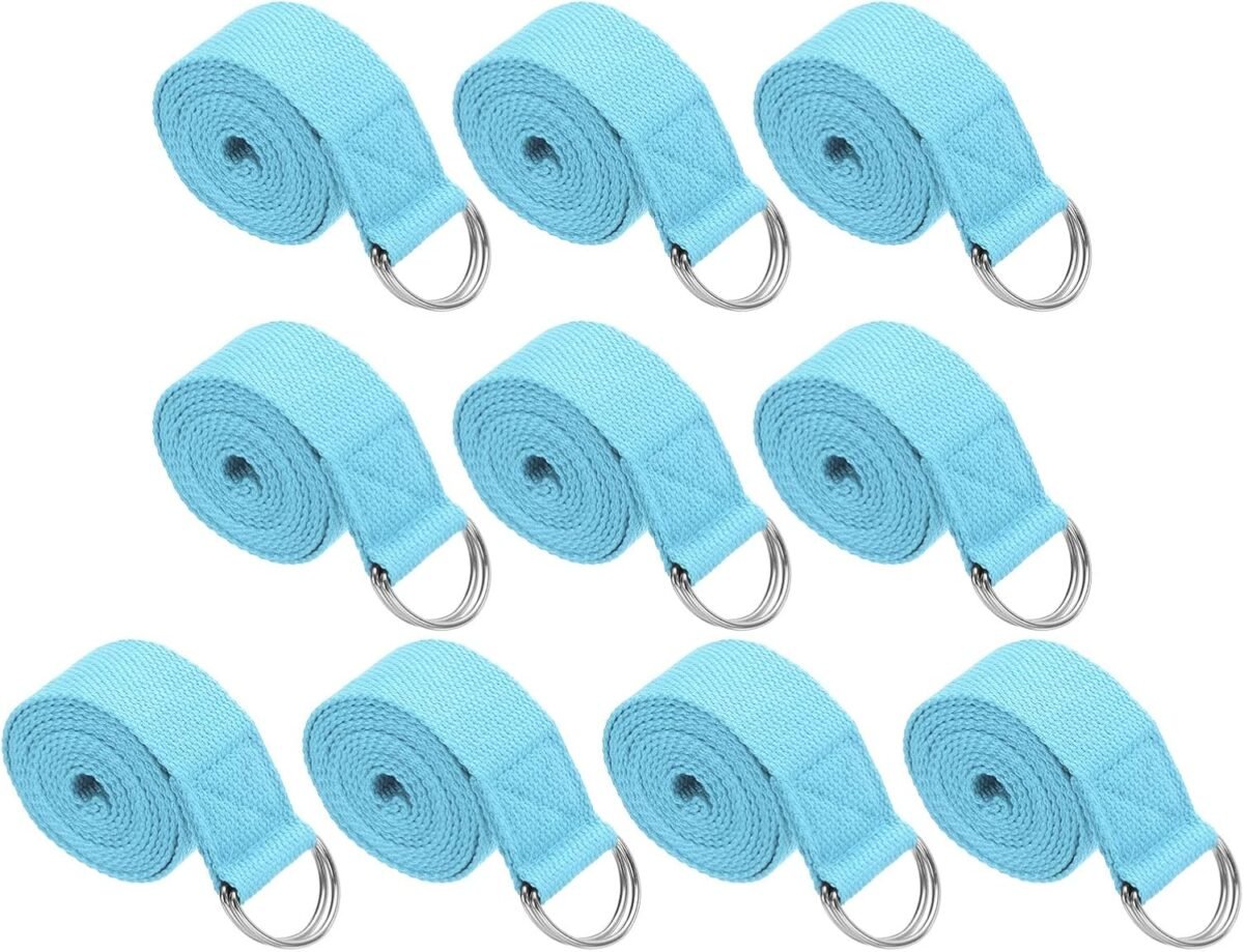 Yoga Strap for Stretching, Cotton Yoga Belt with Adjustable Metal D-Ring Buckle Stretch Band for Fitness Pilates - Image 1