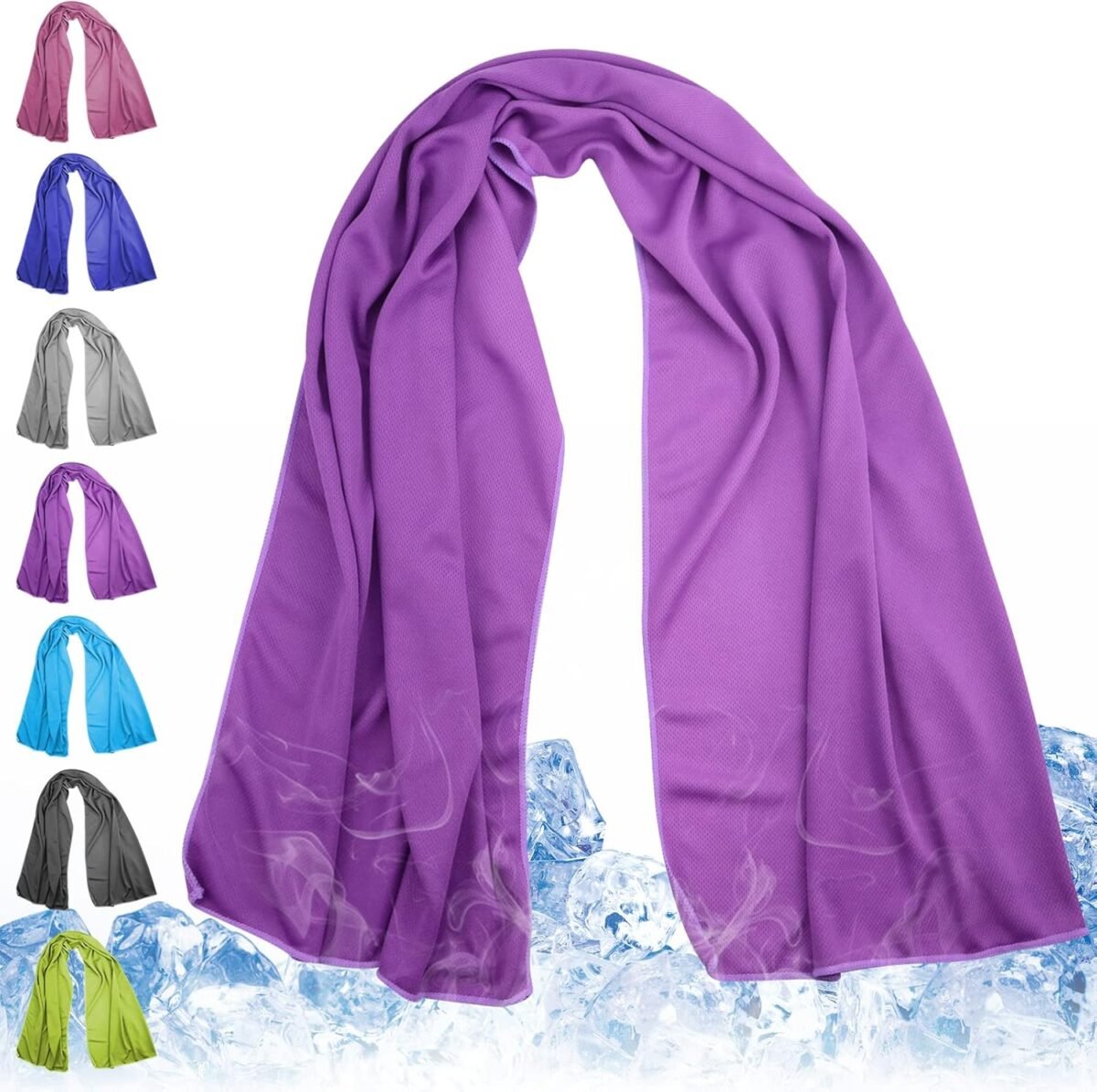 Cooling Towel for Neck and Face - 43.3" x 15.7" - Quick-Dry Microfiber - Ideal for Hot Weather, Gym, Fitness, Camping, Yoga, Run Gift - Purple - Image 1