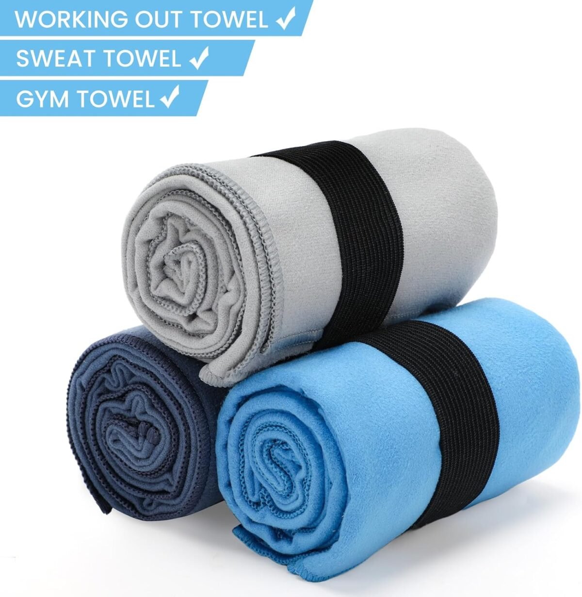 3 Pack Gym Towel Men Women Quick Dry Microfiber Workout Gear for Body Sweat Sports Exercise Fitness Tennis Running Cycling Hiking Weight Lifting Yoga Towels(3 Pack) - Image 2