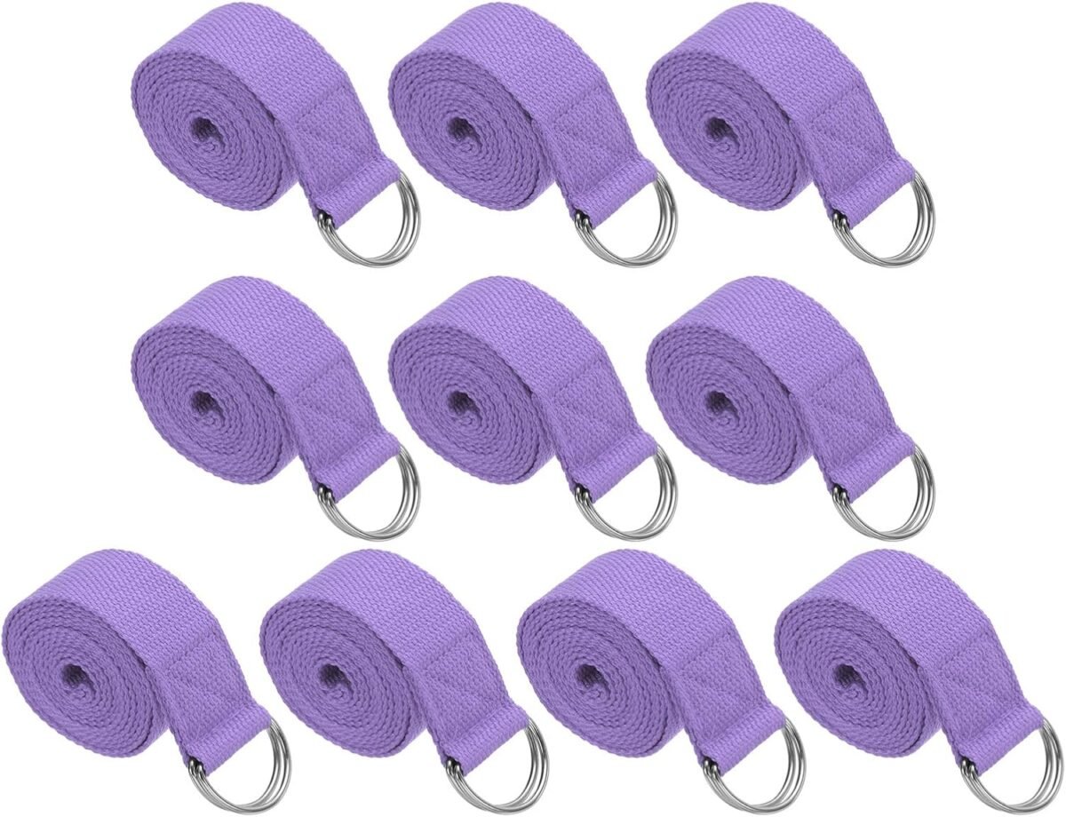 Yoga Strap for Stretching, Cotton Yoga Belt with Adjustable Metal D-Ring Buckle Stretch Band for Fitness Pilates - Image 1