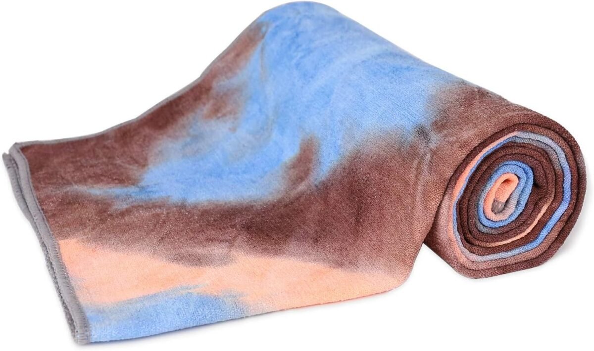 Non Slip Yoga Towel - Hot Yoga Towel with Non Slip Grip, Foldable,  - Multicolor - Blue - Image 1