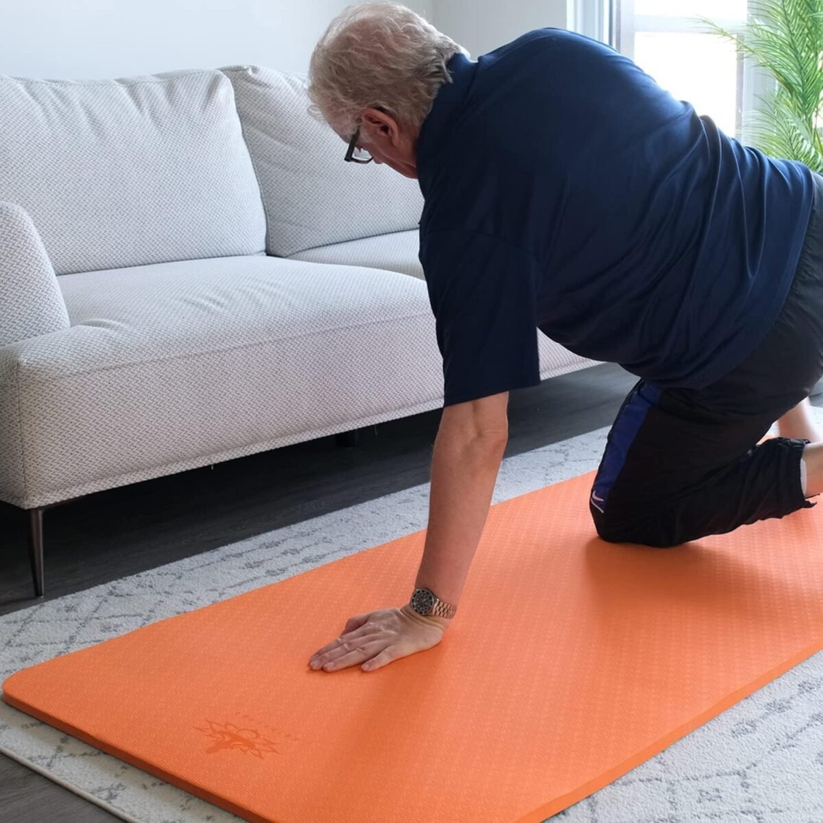 4/5 inch TPE Yoga Mat Fitness & Exercise Mats Large Size 72"L x 32"W Non-Slip Anti-Tear For Women Men - Image 2