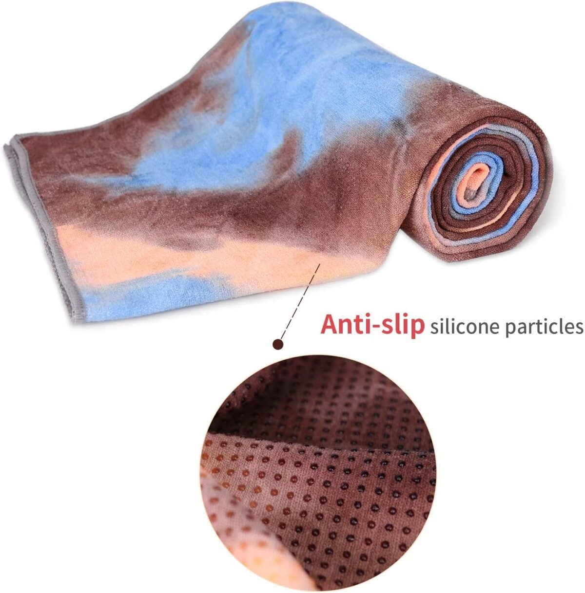 Non Slip Yoga Towel - Hot Yoga Towel with Non Slip Grip, Foldable,  - Multicolor - Blue - Image 2