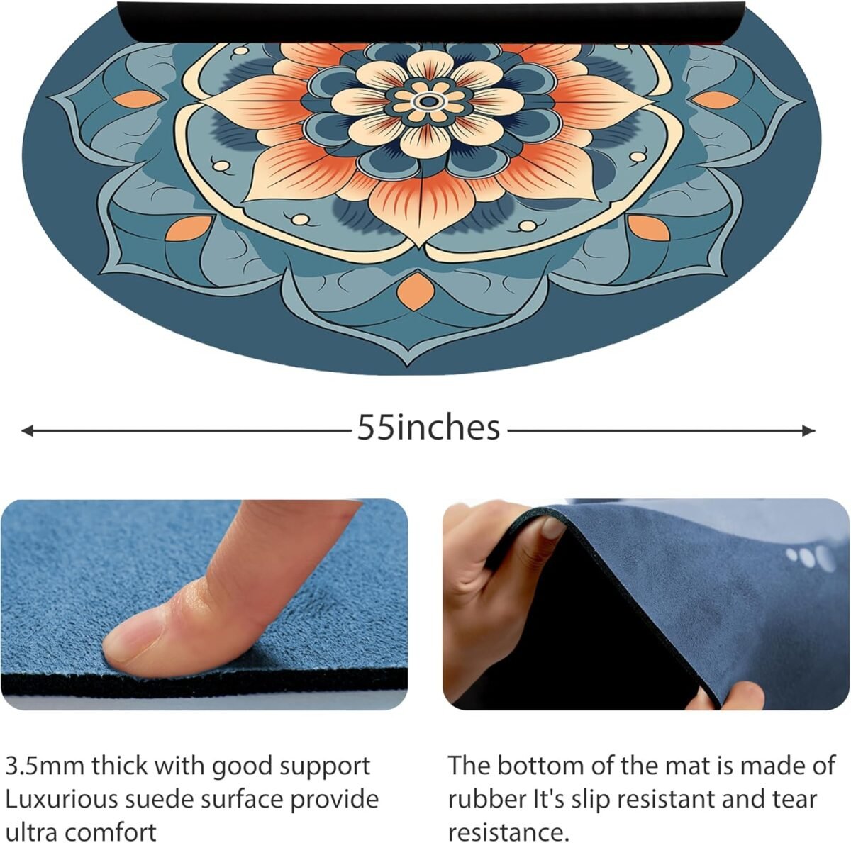 Extra Large Round Meditation Mat Circular Anti Slip Oversize Rubber Furniture Pad for Yoga,Meditation,Pilates,Exercise for Home Outdoor(140CM X 3.5MM Thick) - Image 2