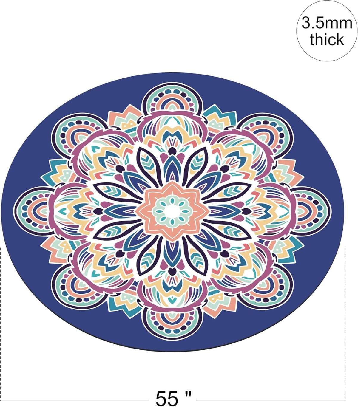 Round Meditation Pilates Yoga Mat Luxury Suede Large Yoga Mat Natural Rubber Non-Slip Base is ery Suitable for Meditation, Stretching, Yoga Environmental Protection, Fitness Exercise, Home and Outdoor. 140CM Diameter - Image 2