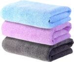 Microfiber Gym Towels Set for Sports Fitness, Yoga, Workout, Exercise, Tennis, Super Soft and Quick-Drying Gym Towels for Women Men (3 Pack, Grey+Blue+Purple)