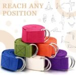 6 Pcs Yoga Strap for Stretching 8 Ft Yoga Exercise Adjustable Straps Bands with Safe Adjustable D Ring Buckle for Pilates Gym Workouts Fitness Improves Sitting Posture - Image 2