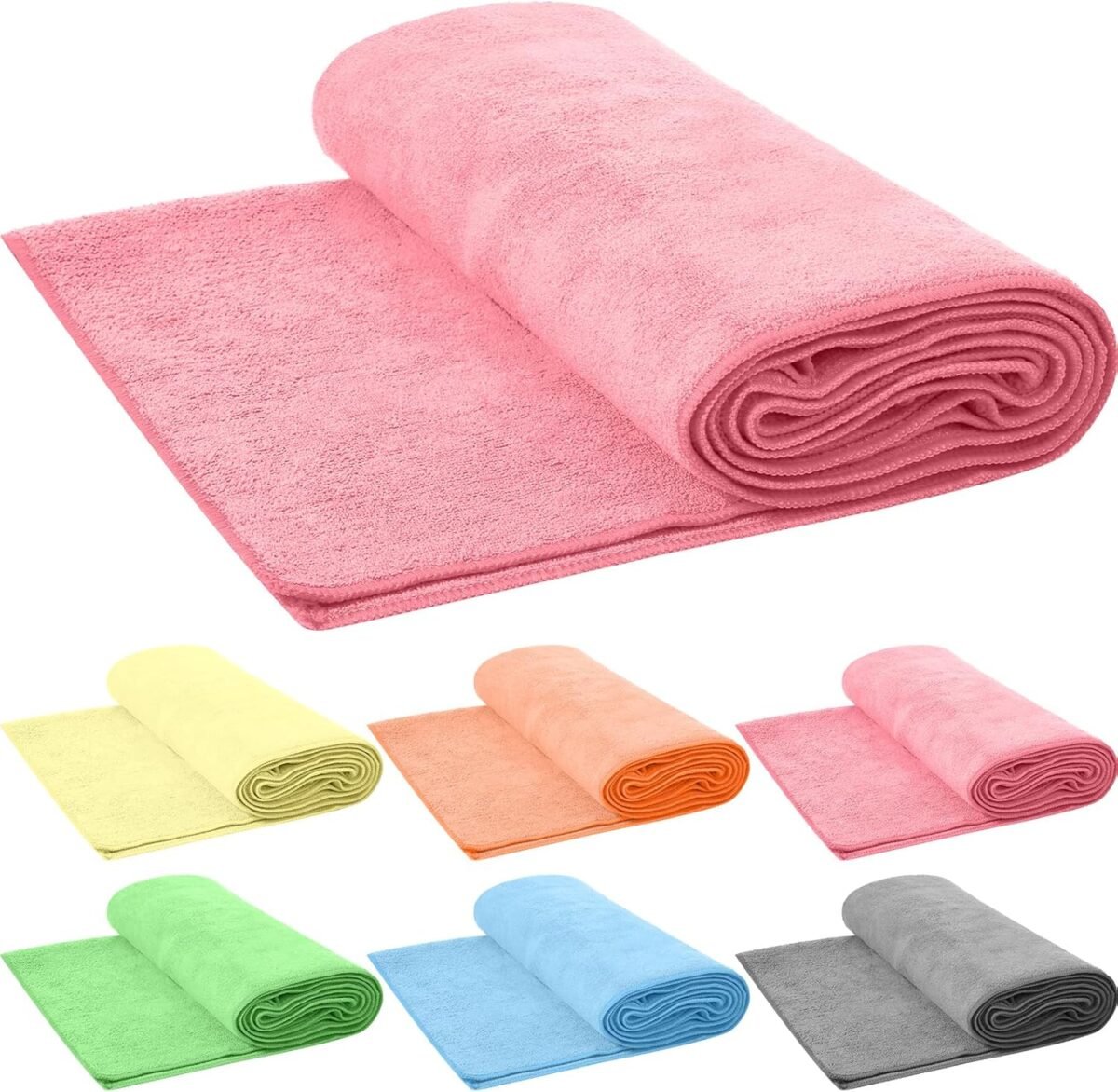 Hot Yoga Towel Bulk Non Slip 27" x 72" Microfiber Anti Slip Absorbent Multicolor Wicking Pilates Yoga Mat Towel for Women Men Pilates (Multicolor,6 Pcs) - Image 1