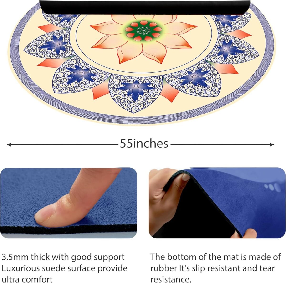 Extra Large Round Meditation Mat Circular Anti Slip Oversize Rubber Furniture Pad for Yoga,Meditation,Pilates,Exercise for Home Outdoor(140CM X 3.5MM Thick) - Image 2