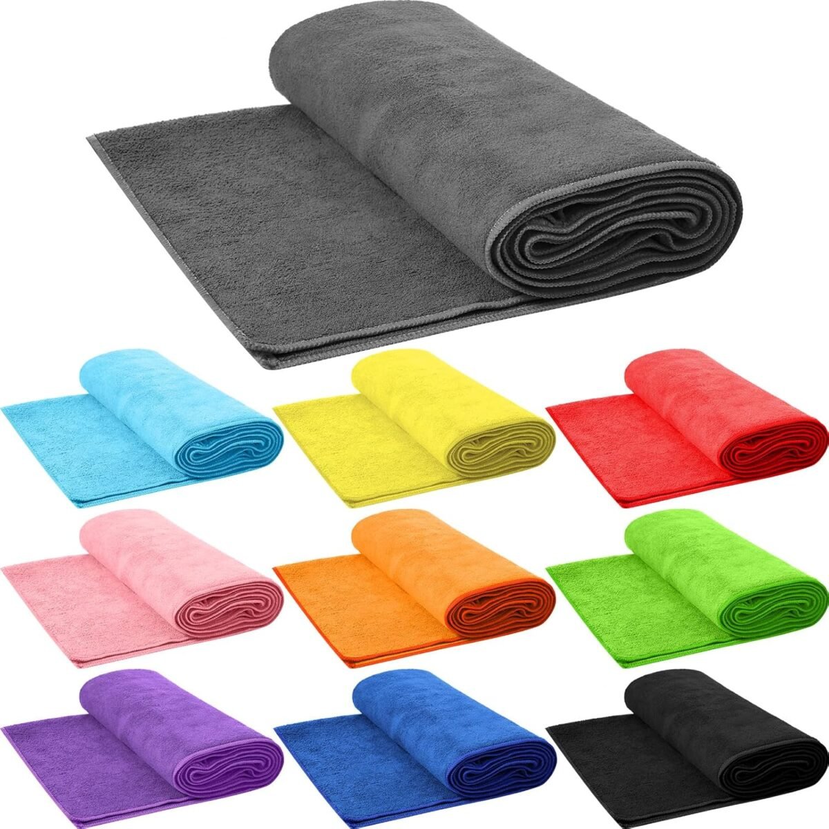 10 Pcs Hot Yoga Towel Bulk Non Slip 27" x 72" Microfiber Anti Slip Absorbent Multicolor Wicking Pilates Yoga Mat Towel for Women Men Pilates (Classic) - Image 1