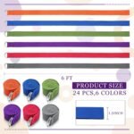 24 Pieces Yoga Strap Stretching Pilates Exercise Adjustable Straps 6 ft Non Elastic Yoga Belt with Adjustable D Ring Buckle for Pilates Gym Workouts Fitness - Image 2