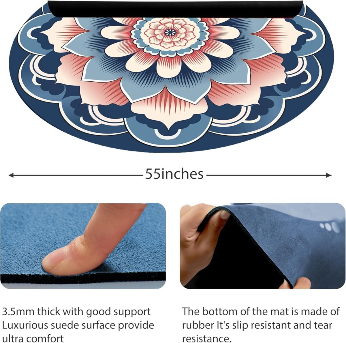 Extra Large Round Meditation Mat Circular Anti Slip Oversize Rubber Furniture Pad for Yoga,Meditation,Pilates,Exercise for Home Outdoor(140CM X 3.5MM Thick) - Image 2