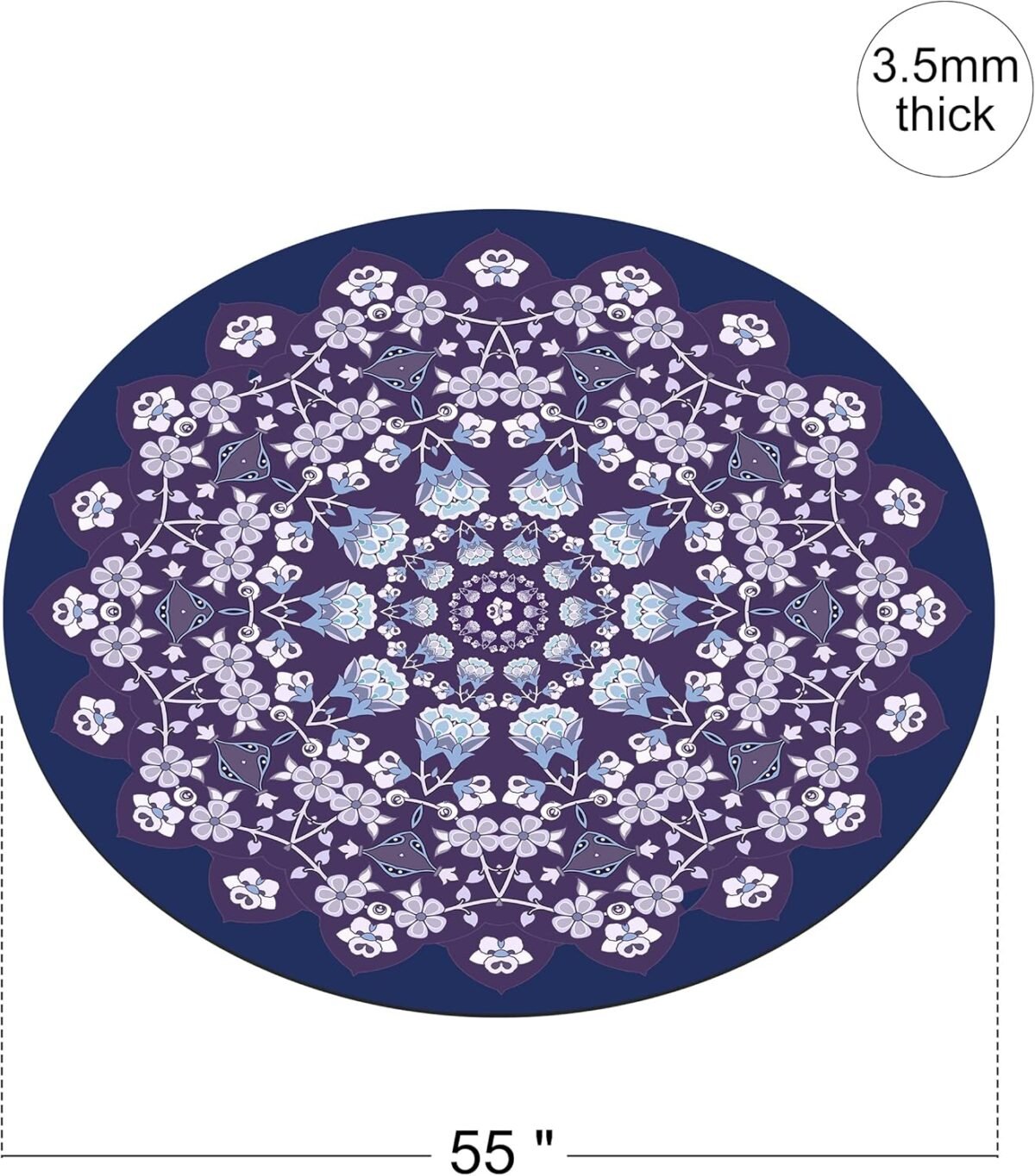 Round Meditation Pilates Yoga Mat Luxury Suede Large Yoga Mat Natural Rubber Non-Slip Base is ery Suitable for Meditation, Stretching, Yoga Environmental Protection, Fitness Exercise, Home and Outdoor. 140CM Diameter - Image 2