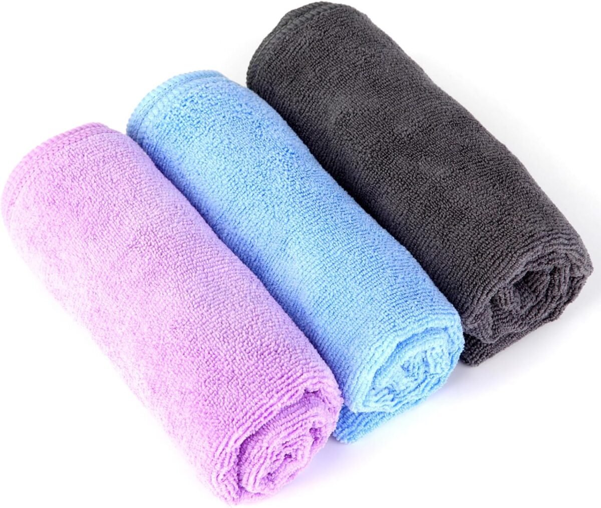 Microfiber Gym Towels Set for Sports Fitness, Yoga, Workout, Exercise, Tennis, Super Soft and Quick-Drying Gym Towels for Women Men (3 Pack, Grey+Blue+Purple) - Image 2