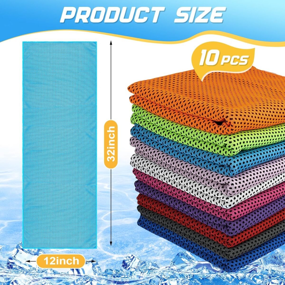 10 Pack Cooling Towels, Sweat Cooling Towels for Neck and Face, Microfiber Towel Soft Breathable Towel for Gym, Yoga, Camping, Running, Fitness, Workout & More Activities(32"x12") - Image 2