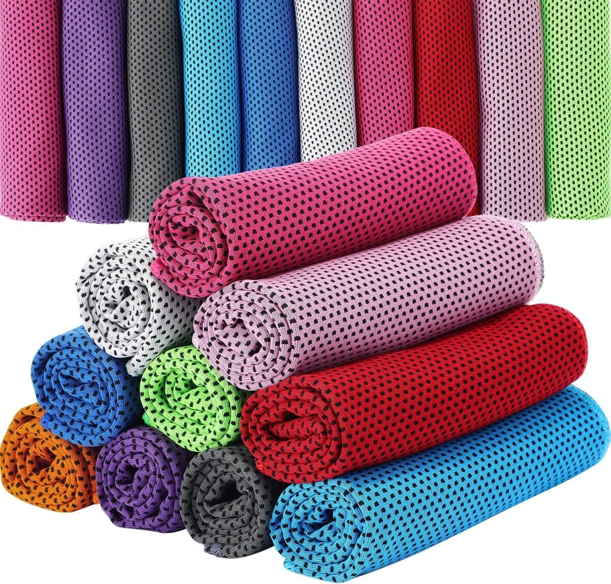 32 x 12 Inch Microfiber Ice Towel, Cooling Cold Towel for Neck and Face Breathable Chilly Towel for Yoga, Sport, Gym, Workout, Camping and More Activities(Multicolor, 50 Pack) - Image 1