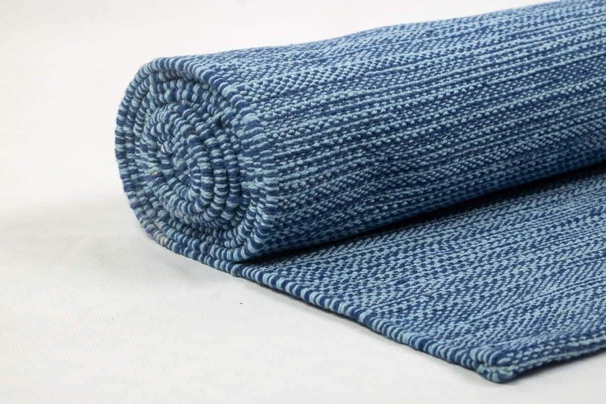 Handmade Organic Cotton Yoga Mat - Non-Toxic, Chemical-free and All Natural Cloth Yoga Mat - Exercise, Workout, & Fitness Rug - Woven Material - Absorbent & Washable - 78" x 27" - Image 1