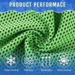 12 Pieces Cooling Towels for Hot Weather Soft Breathable Cold Towel Yoga Towels for Sweat, Sports, Workout, Fitness, Gym, Running, Travel Camping, 12 x 40 Inch (Green) - Image 2