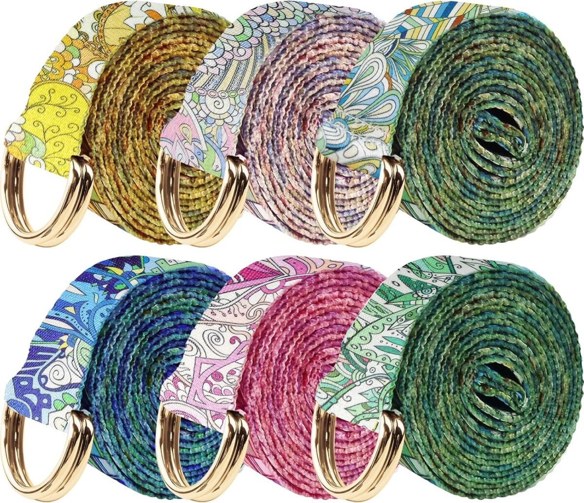 6 Packs Yoga Strap for Stretching Yoga Belt Adjustable Straps for Non Elastic Stretching Strap Exercise Straps for Pilates - Image 1