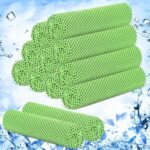 12 Pieces Cooling Towels for Hot Weather Soft Breathable Cold Towel Yoga Towels for Sweat, Sports, Workout, Fitness, Gym, Running, Travel Camping, 12 x 40 Inch (Green)