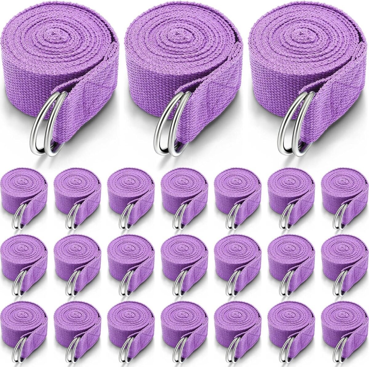 24 Pieces Yoga Strap Stretching Pilates Exercise Adjustable Straps 6 ft Non Elastic Yoga Belt with Adjustable D Ring Buckle for Pilates Gym Workouts Fitness - Image 1