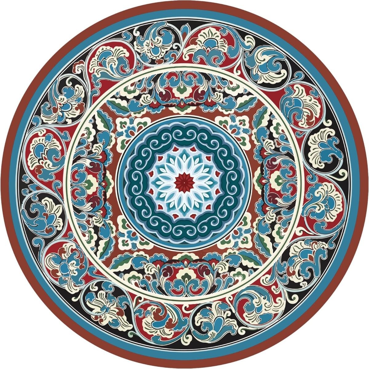 Large Round Yoga Mat 4.6'X3.5mm for Exercise Premium Extra Thick, Ultra Comfortable, Non Slip, Meditation Mat - Image 1