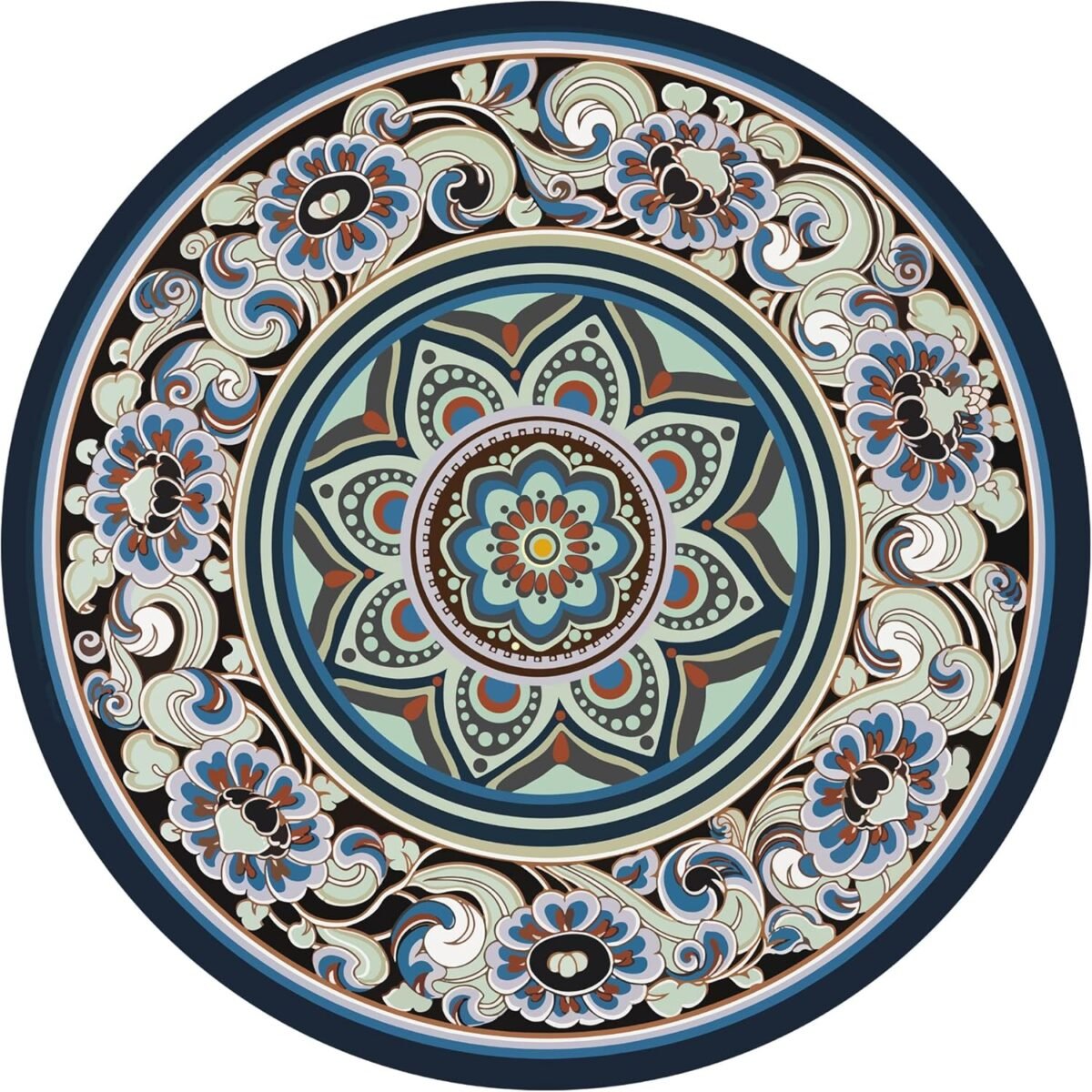 Large Round Yoga Mat 4.6'X3.5mm for Exercise Premium Extra Thick, Ultra Comfortable, Non Slip, Meditation Mat - Image 1