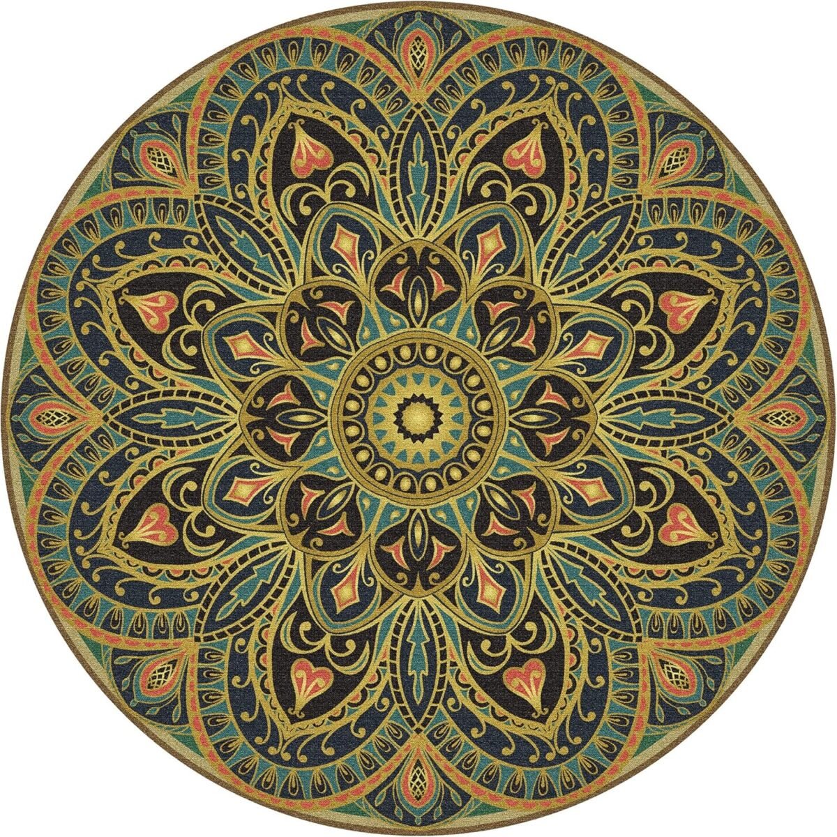 Large Round Yoga Mat 4.6'X3.5mm for Exercise Premium Extra Thick, Ultra Comfortable, Non Slip, Meditation Mat - Image 1